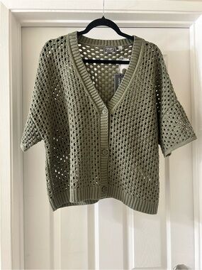 Ninety Olive Open-Weave Short Sleeve Cardigan